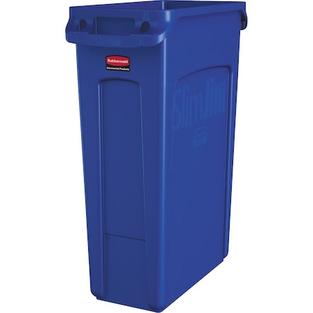 Rubbermaid Commercial 23 gal Slim-Profile Plastic Can, Blue, 22 in RCP1956185
